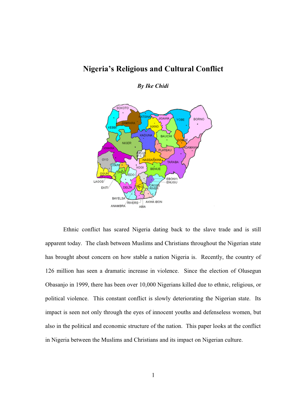 Nigeria S Religious and Cultural Conflict