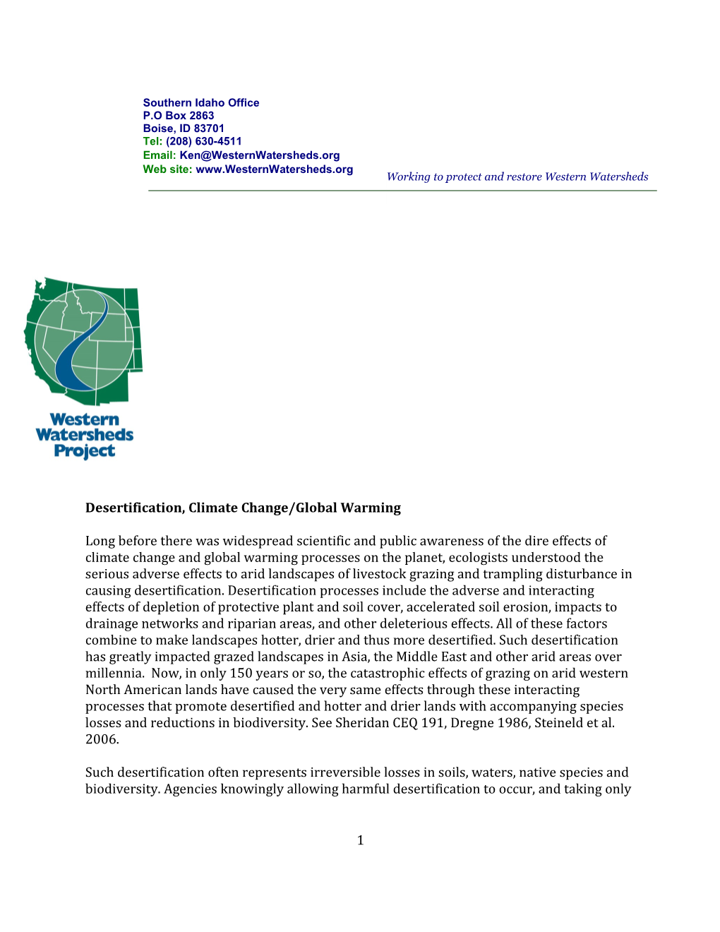 Desertification, Climate Change/Global Warming