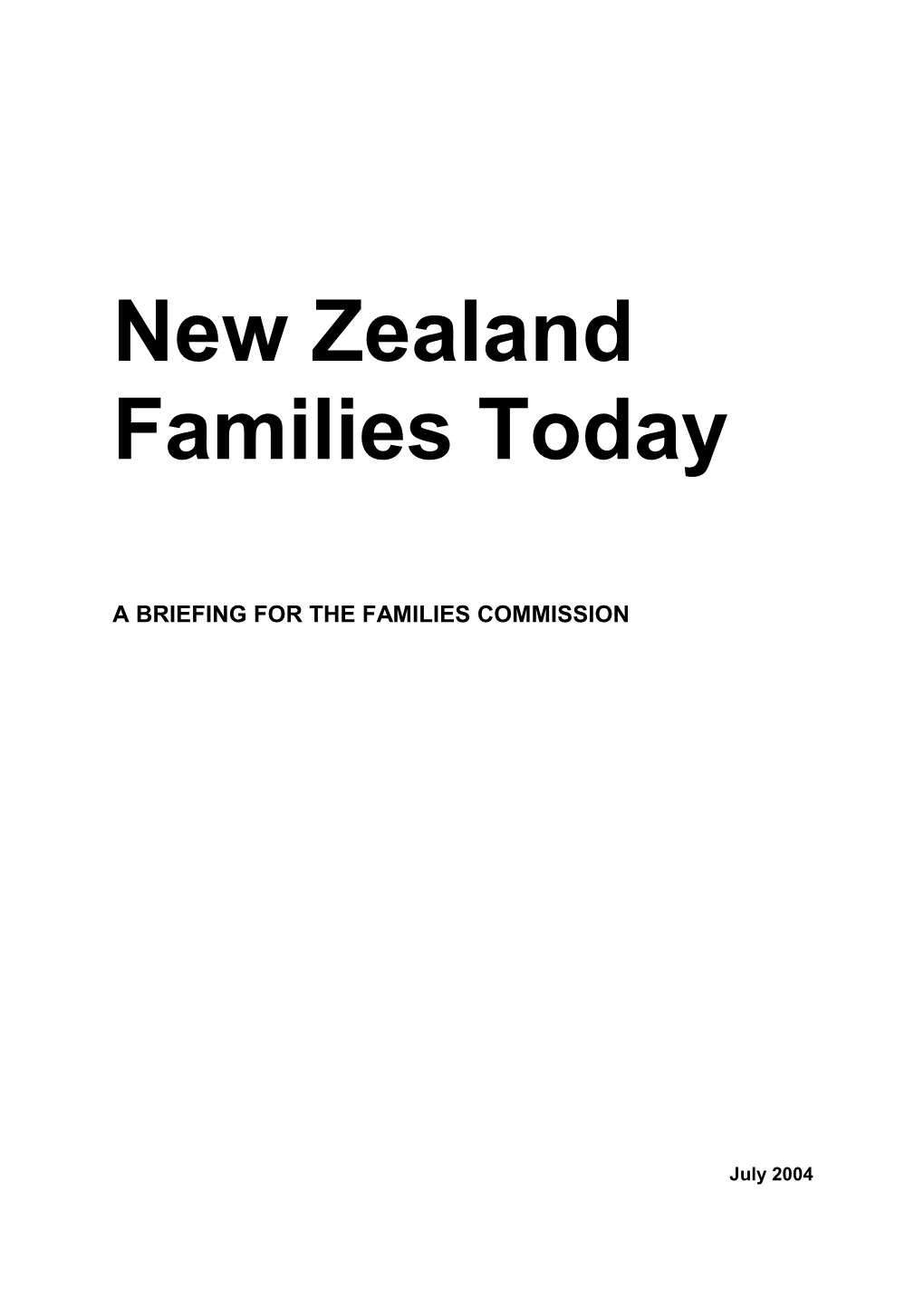 New Zealand Families Today