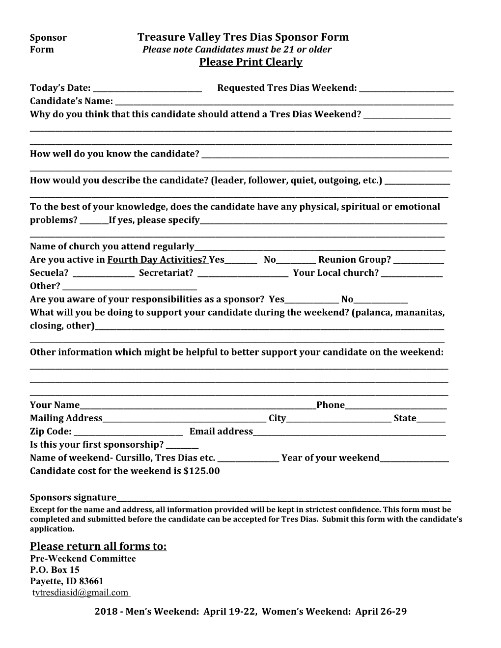 Sponsorship Guidelines and Form 1