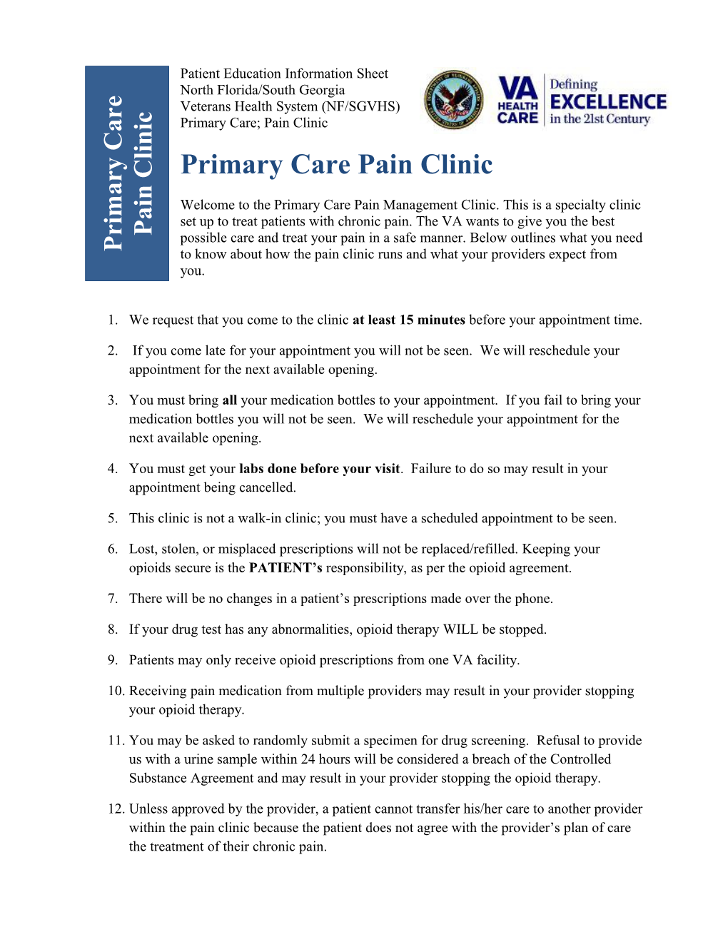 Primary Care Pain Clinic