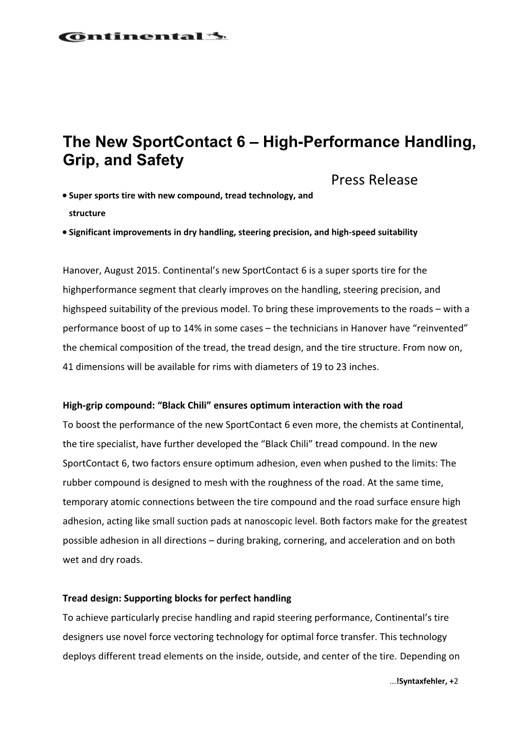 The New Sportcontact 6 High-Performance Handling, Grip, and Safety