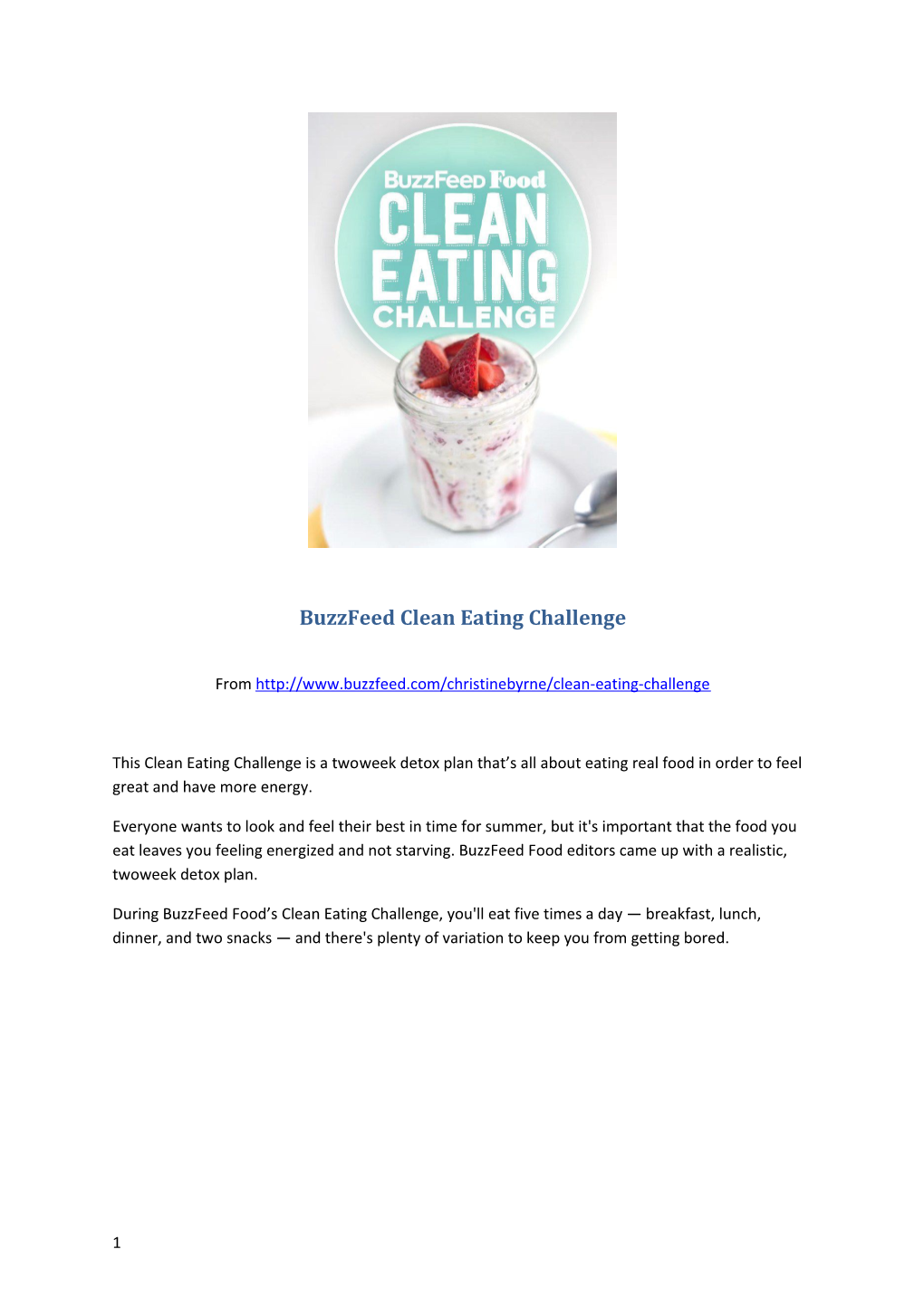 Buzzfeed Clean Eating Challenge