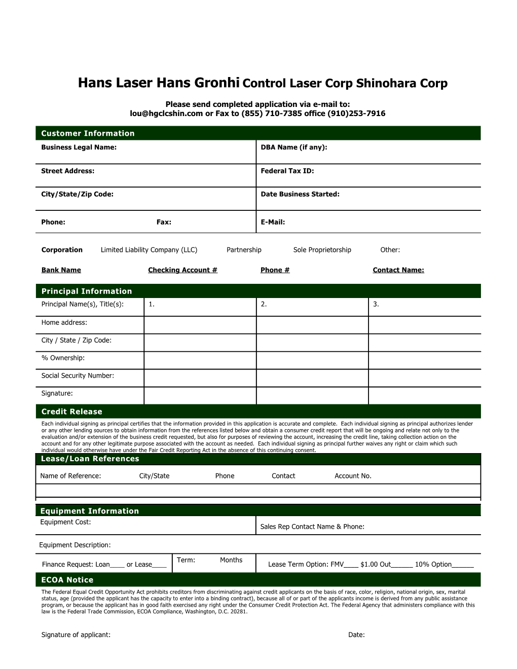 Hans Laser Hans Gronhi Control Laser Corp Shinohara Corp