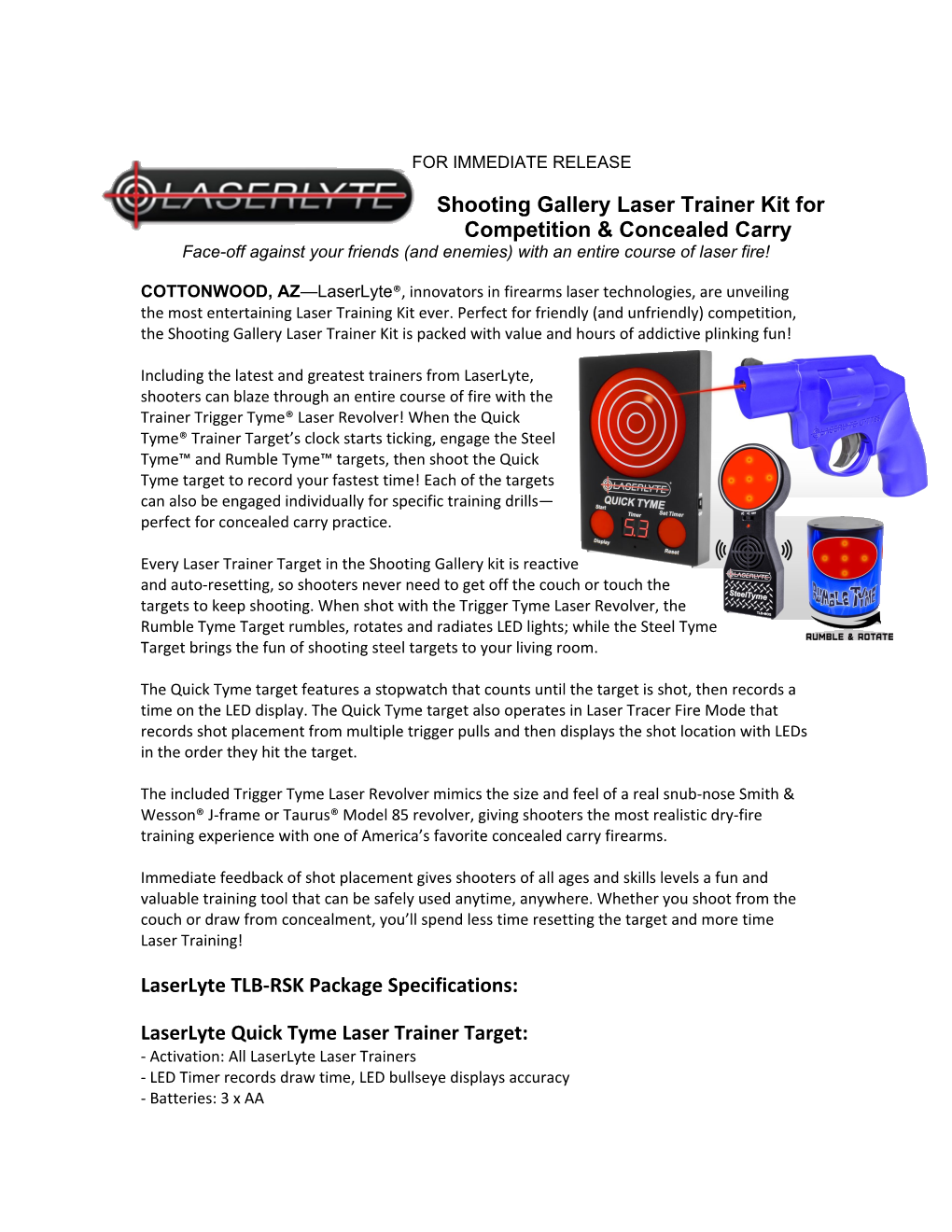 Shooting Gallery Laser Trainer Kit for Competition & Concealed Carry