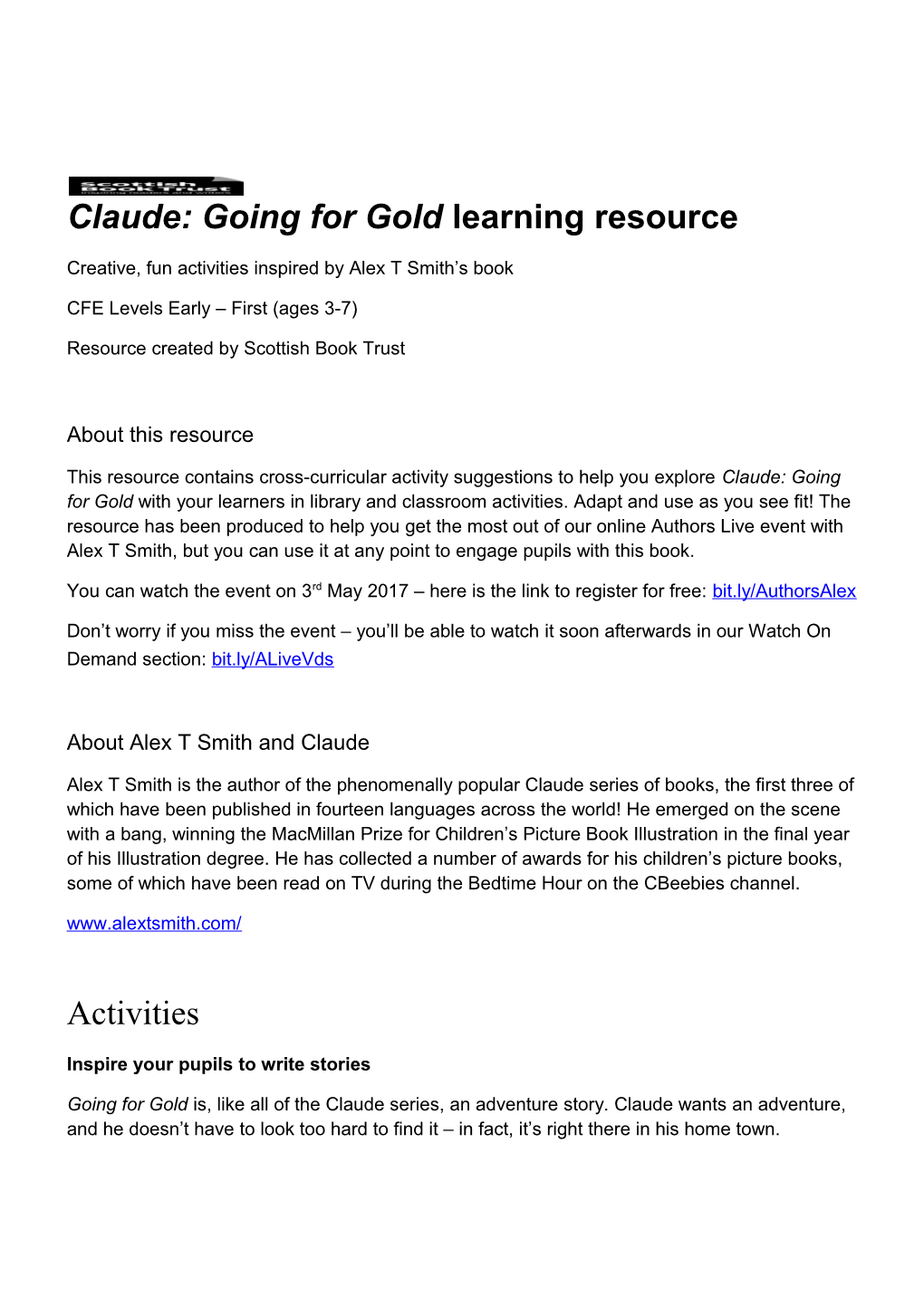 Claude: Going for Gold Learning Resource