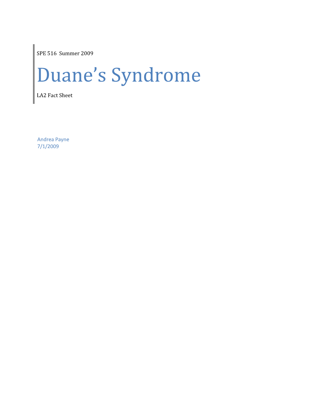 Duane S Syndrome