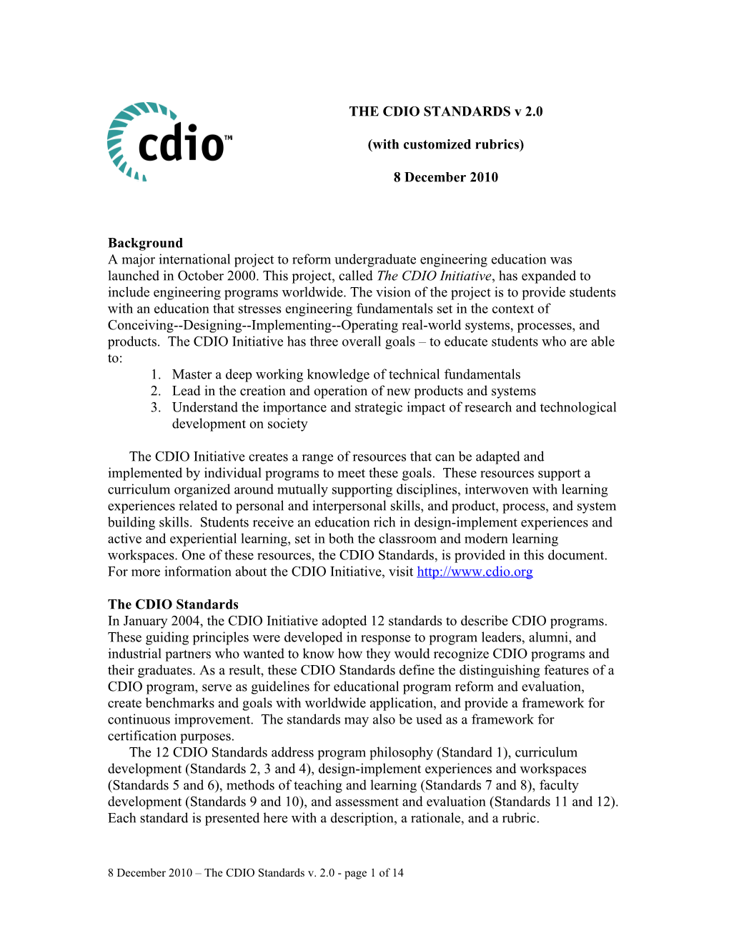 The Cdio Standards