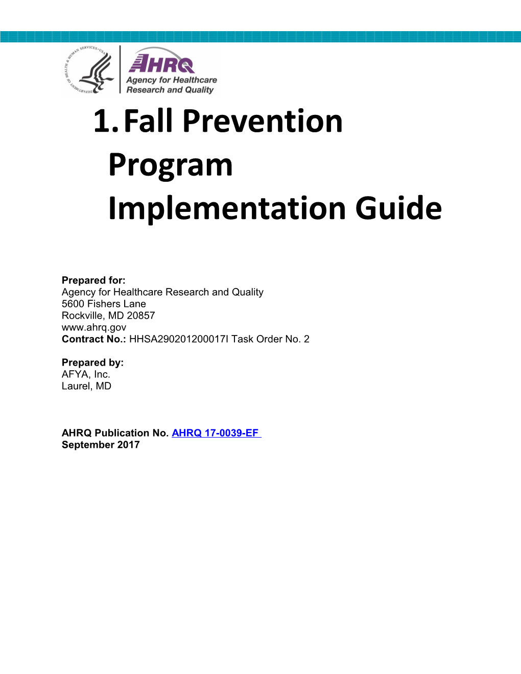 Fall Prevention Program Implementation Guide