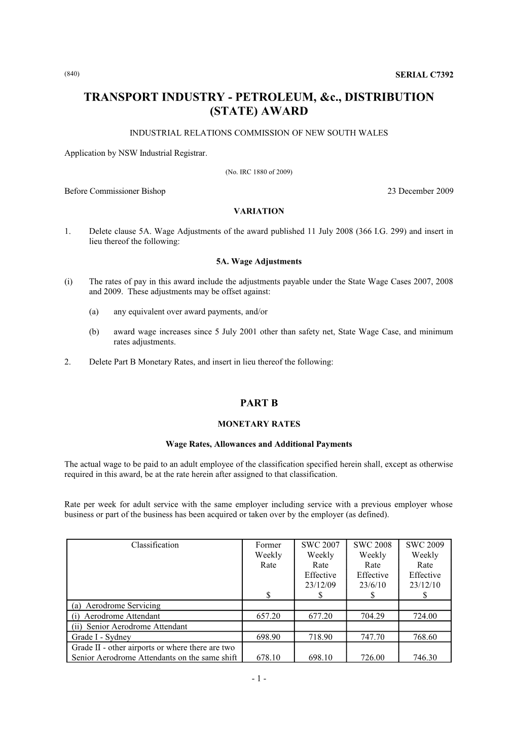 Transport Industry - Petroleum, &C., Distribution (State) Award