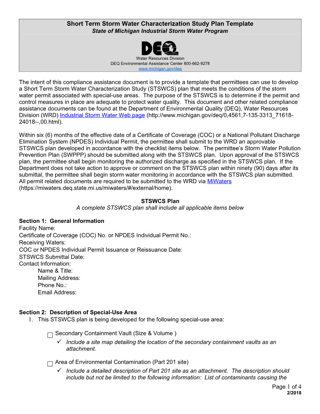 Short Term Storm Water Characterization Study