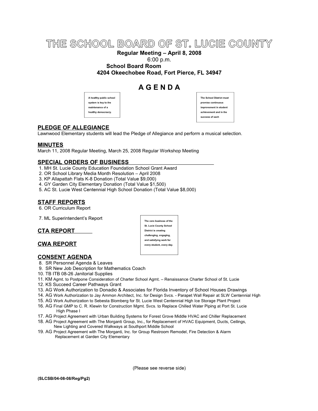 04-08-08 SLCSB Regular Meeting Agenda