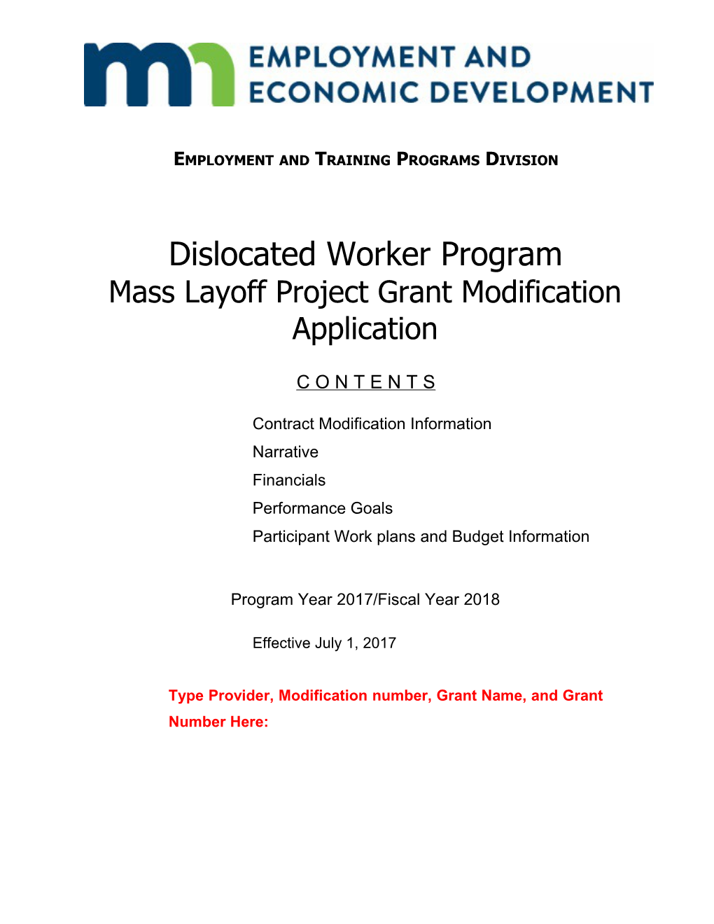 Employment and Training Programs Division