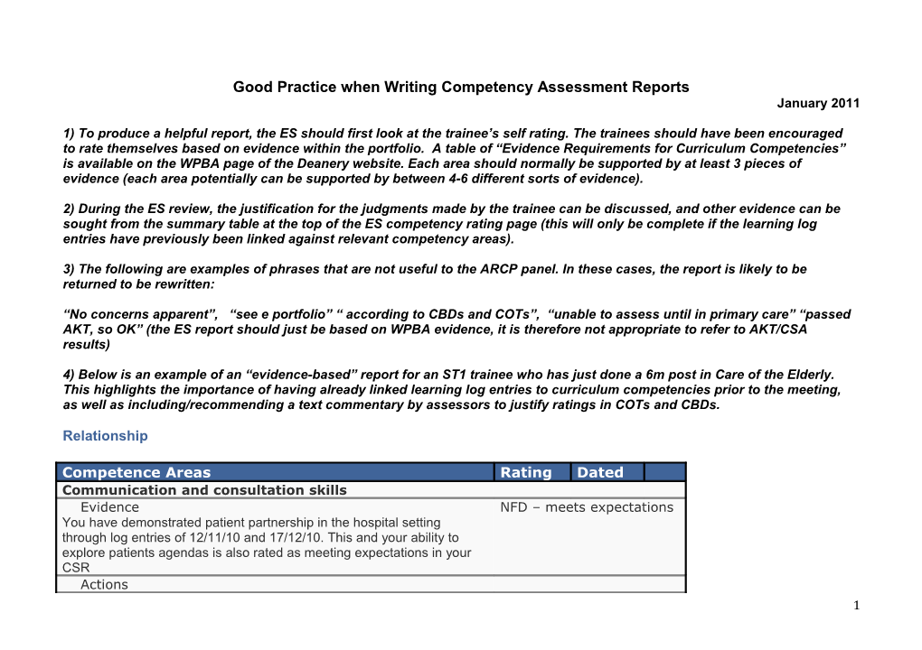 Good Practice When Writing Competency Assessment Reports