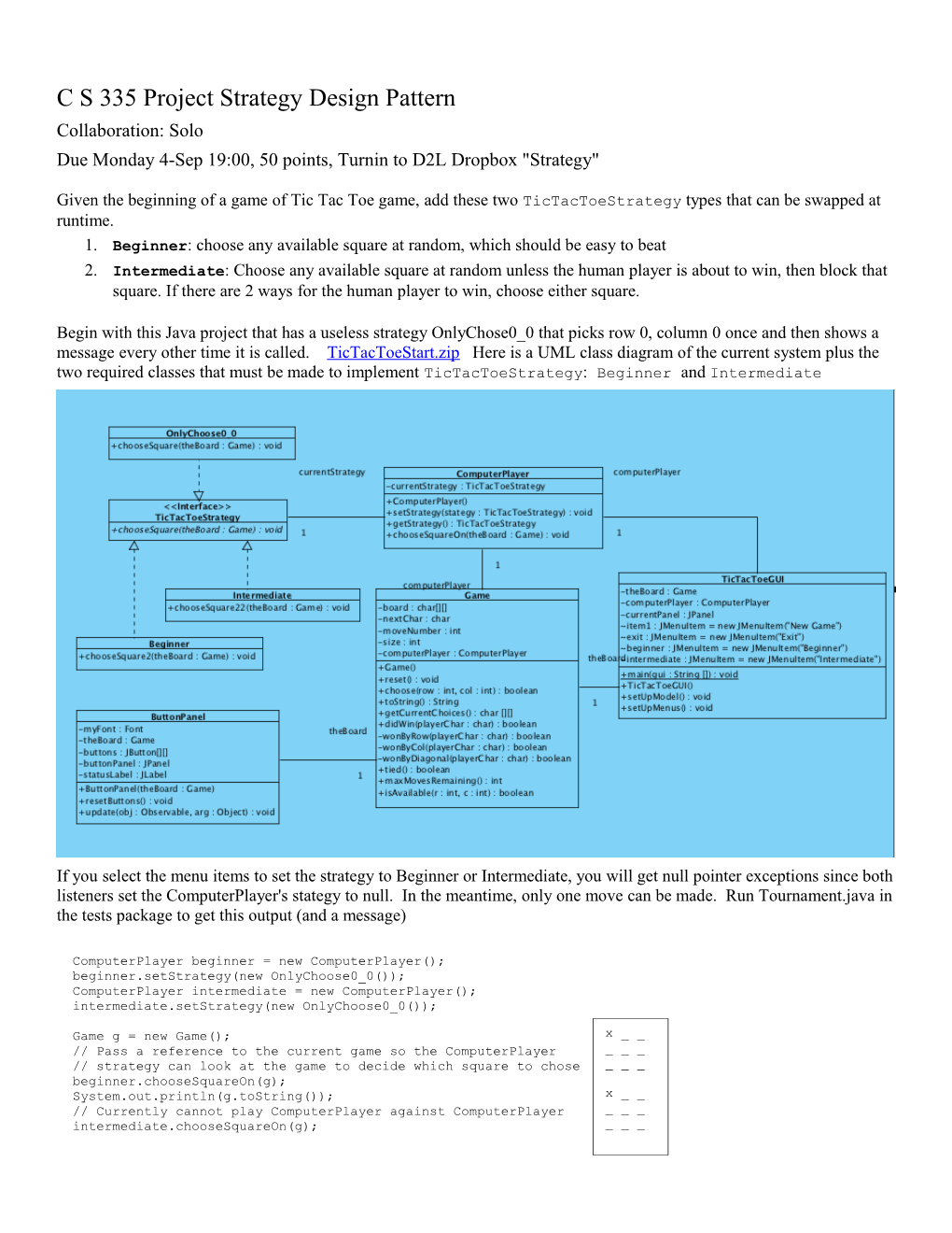 C S 335 Project Strategy Design Pattern