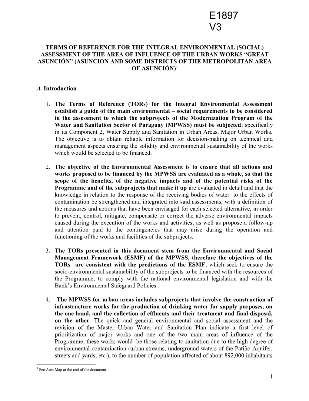 Sample Terms of Reference for Environmental Assessment