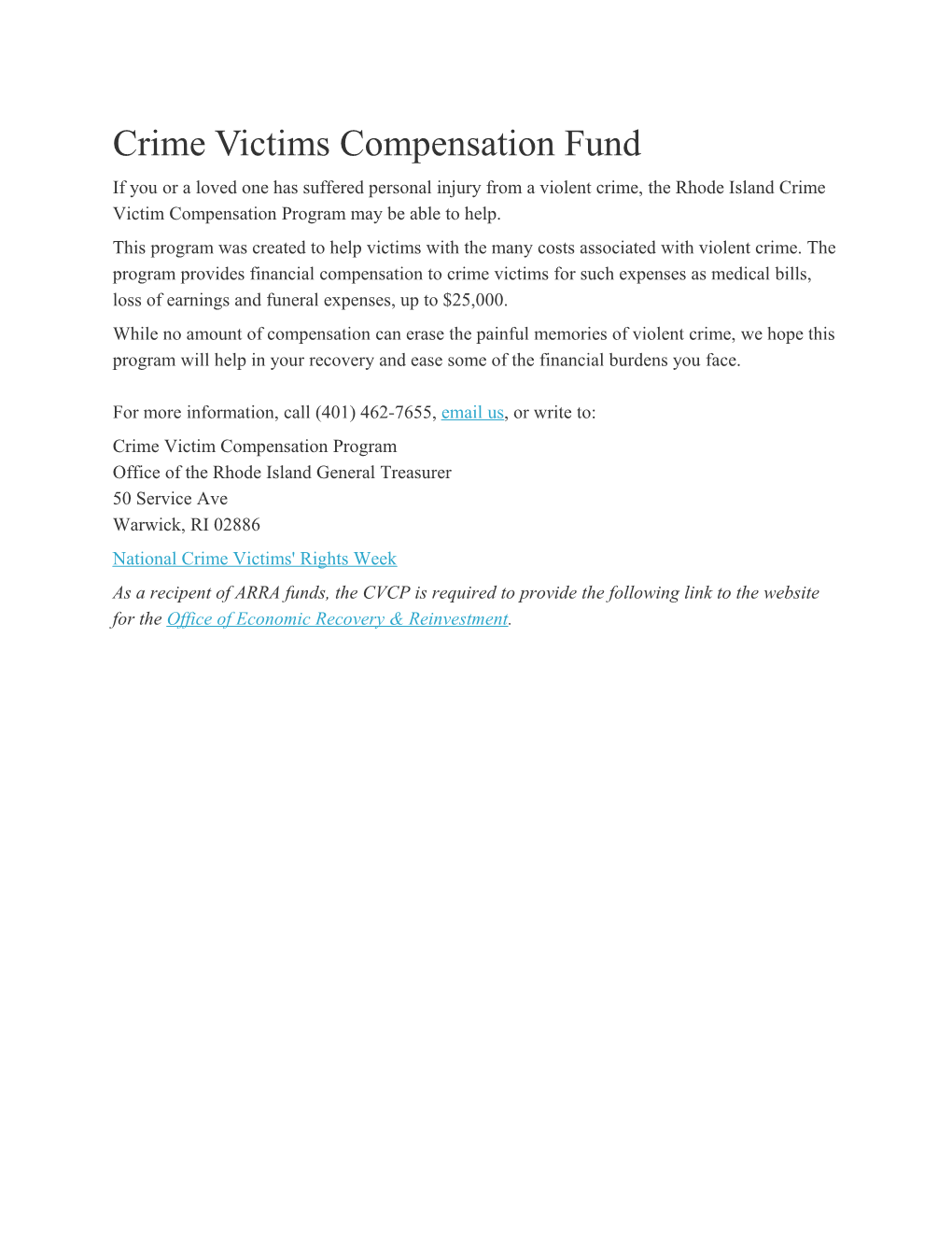 Crime Victims Compensation Fund