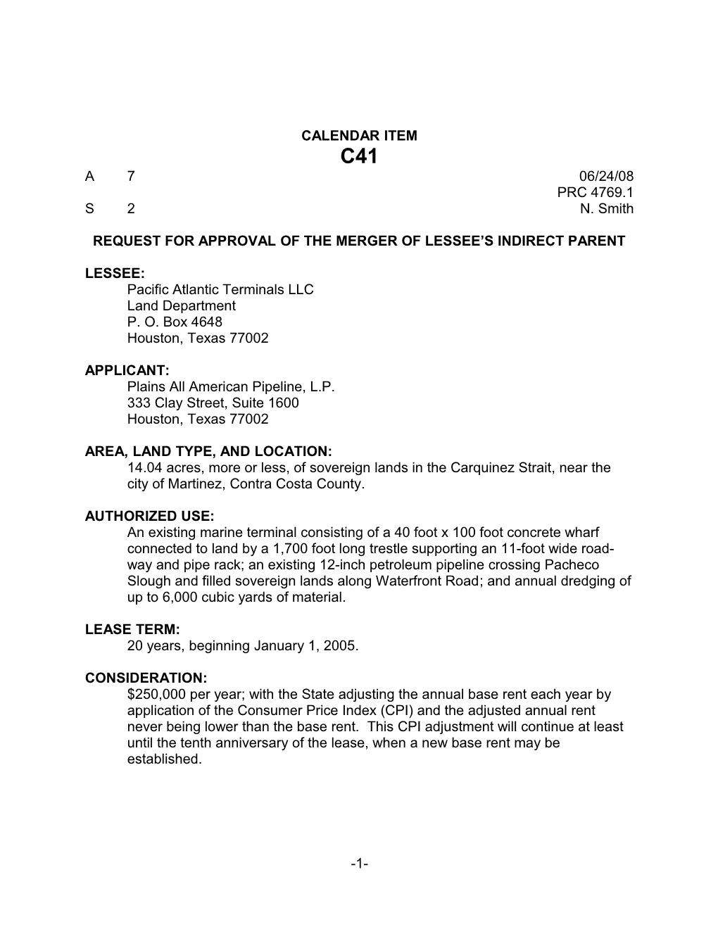 Request for Approval of the Merger of Lessee S Indirect Parent
