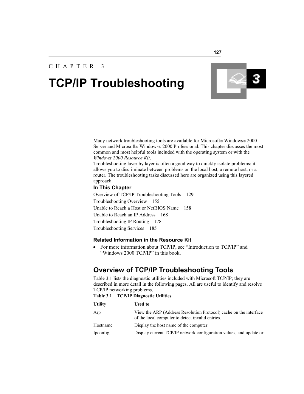 Chapter 3 TCP/IP Troubleshooting 1