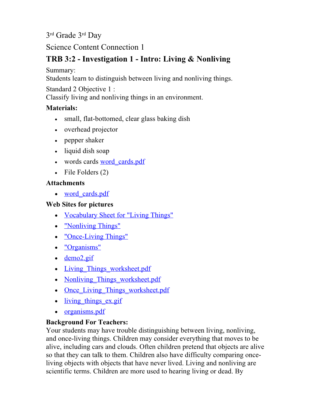 TRB 3:2 - Investigation 1 - Intro: Living & Nonliving