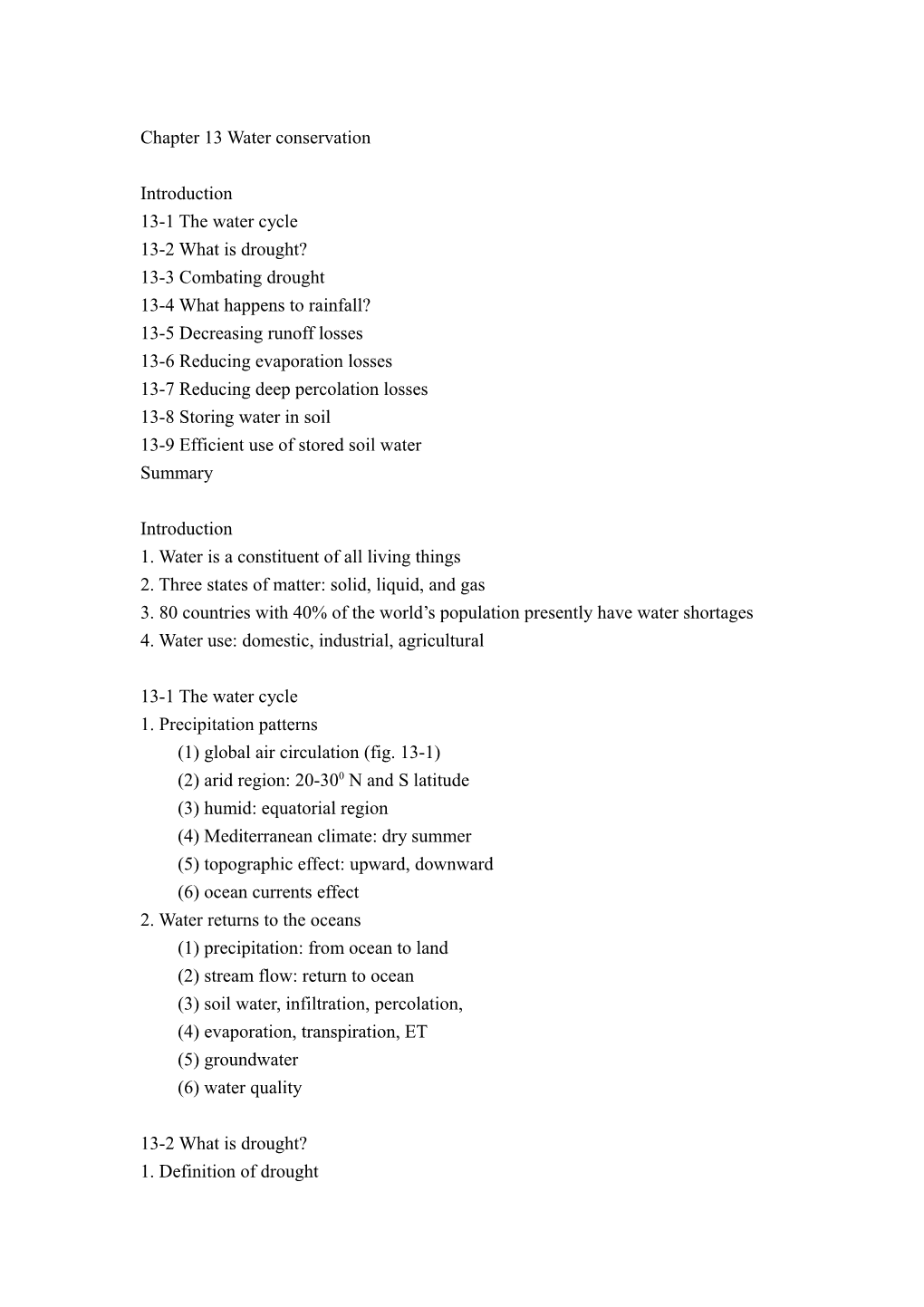 Chapter 13 Water Conservation