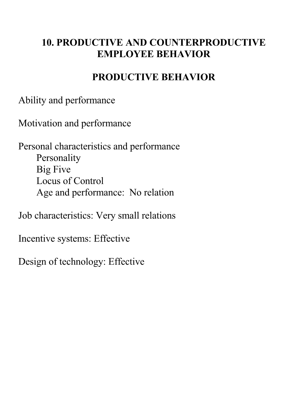 10. Productive and Counterproductive Employee Behavior