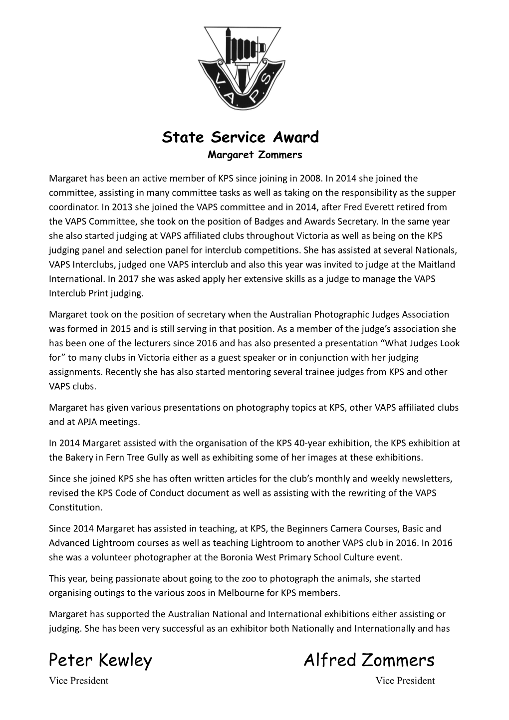 State Service Award