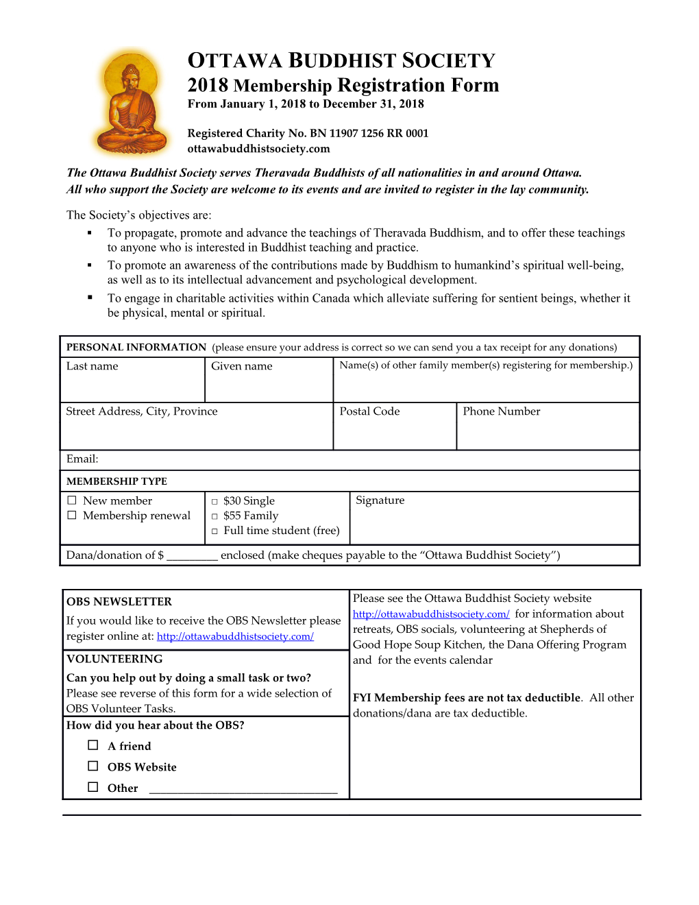 Membership 2003: Ottawa Buddhist Society