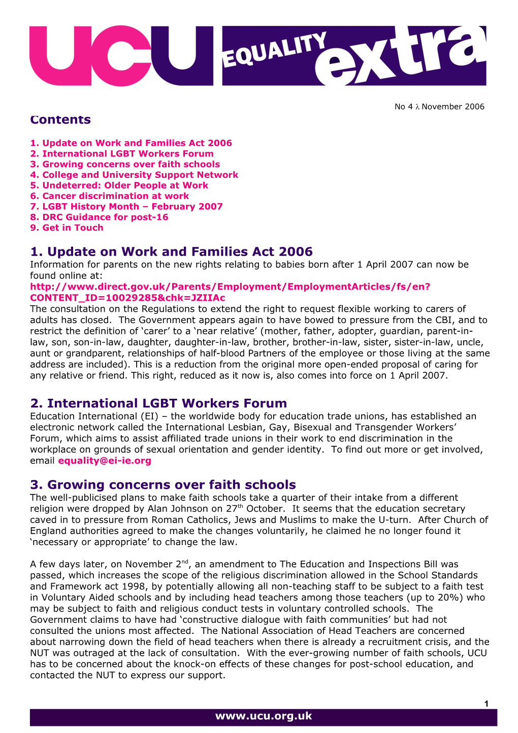1. Update on Work and Families Act 2006