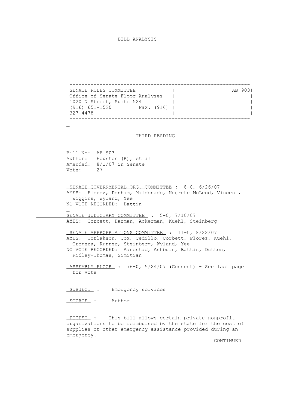 Office of Senate Floor Analyses