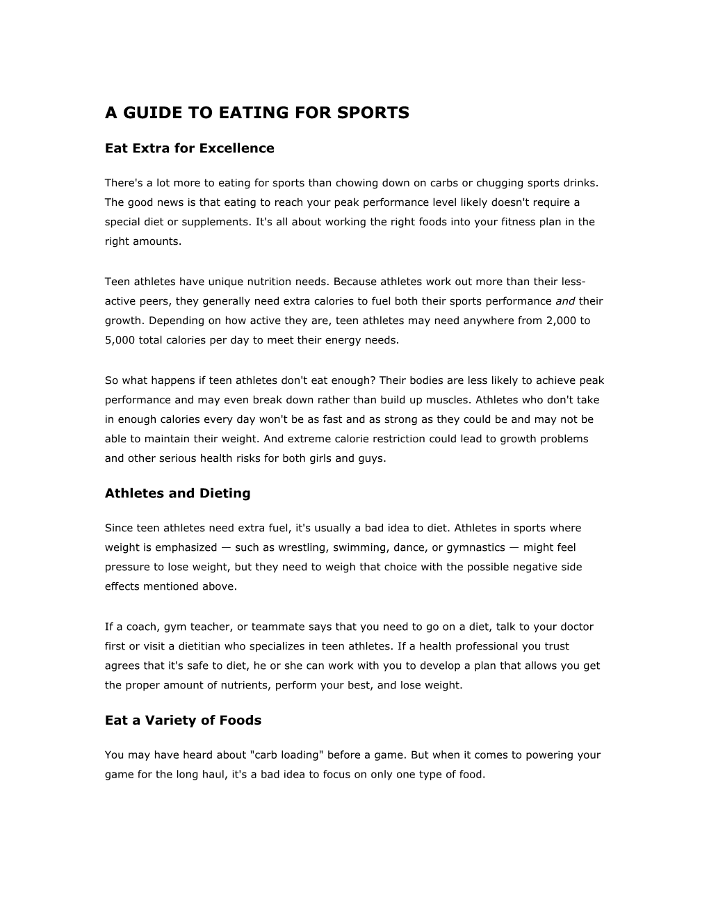 A Guide to Eating for Sports