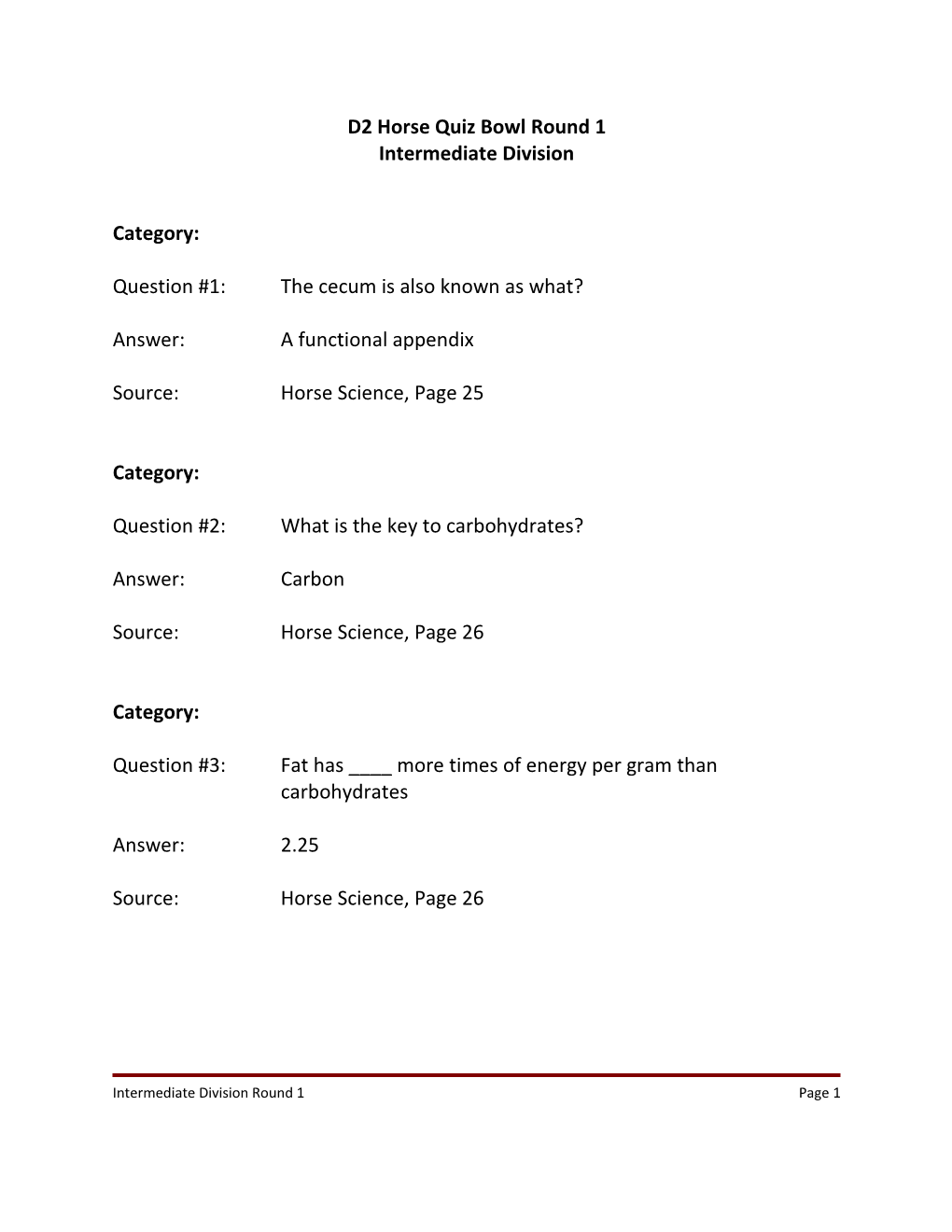 D7 Food and Nutrition Quiz Bowl Round 1