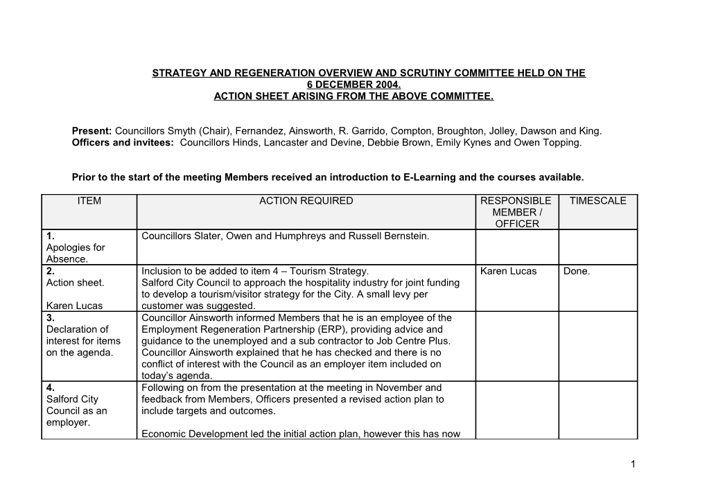 Strategy and Regeneration Overview and Scrutiny Committee Held on The