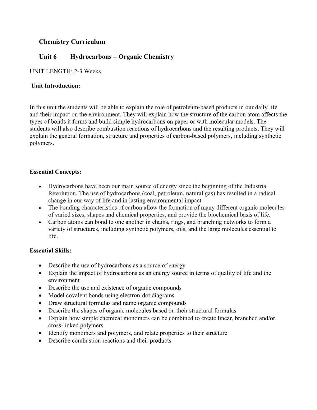 Unit 6 Hydrocarbons Organic Chemistry