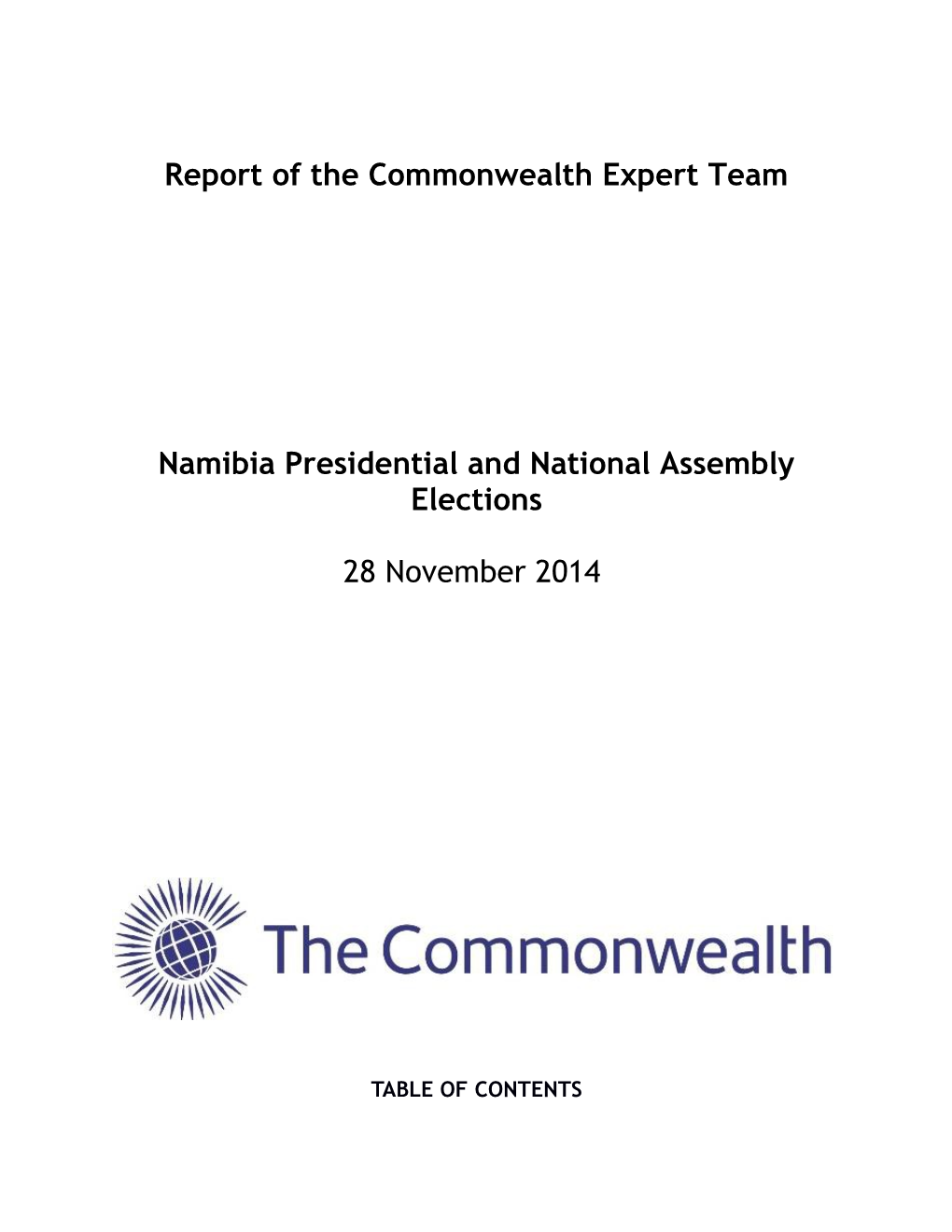 Report of the Commonwealth Expert Team