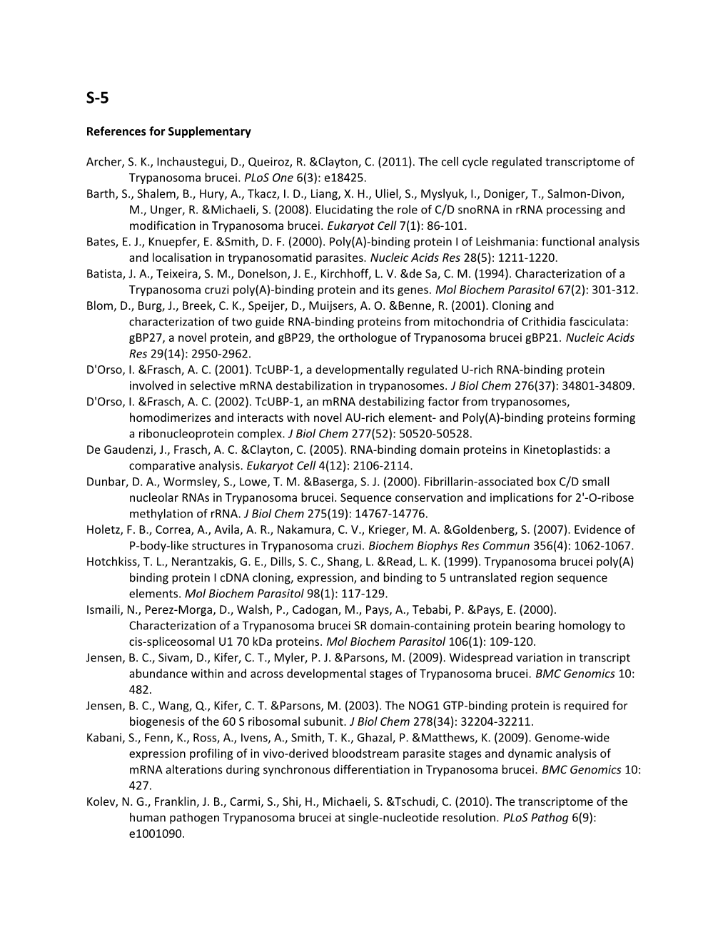 References for Supplementary