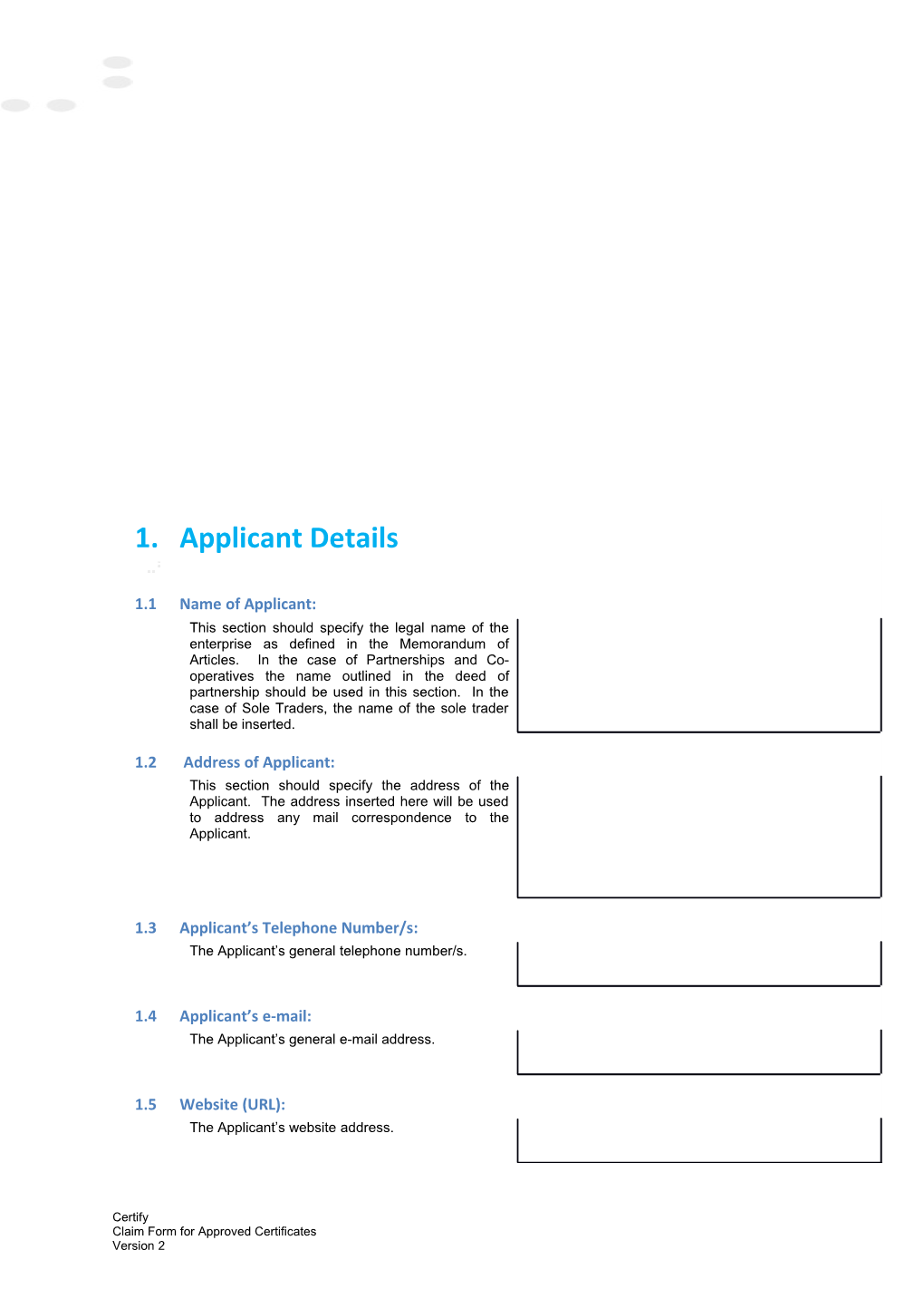 Claim Form for Approved Certifications
