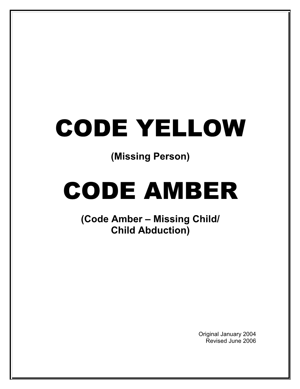 (Code Amber Missing Child
