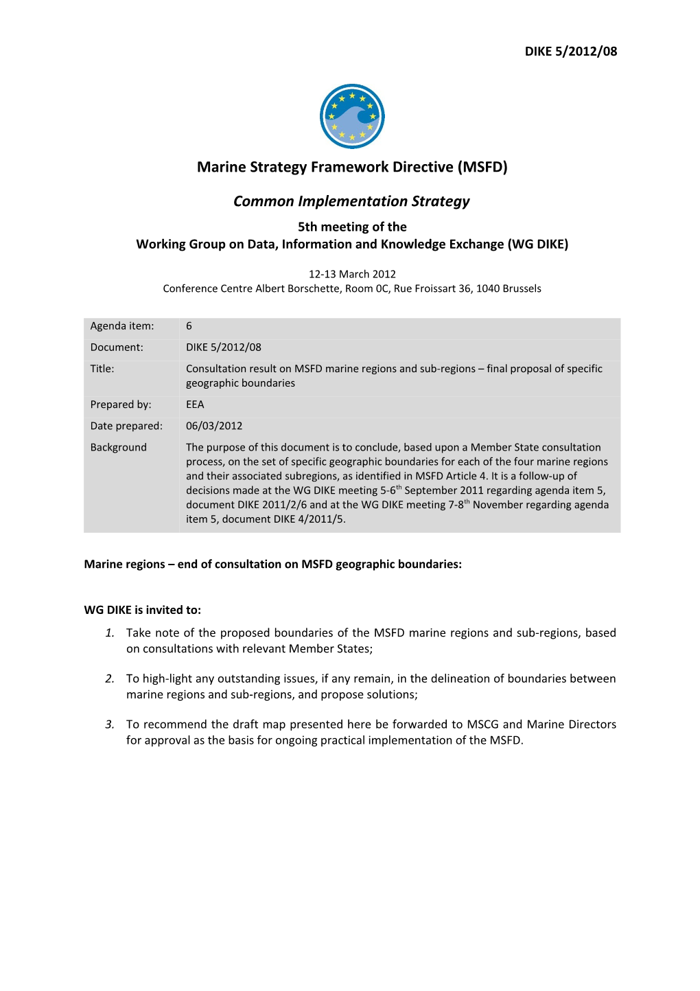 Marine Regions End of Consultation on MSFD Geographic Boundaries