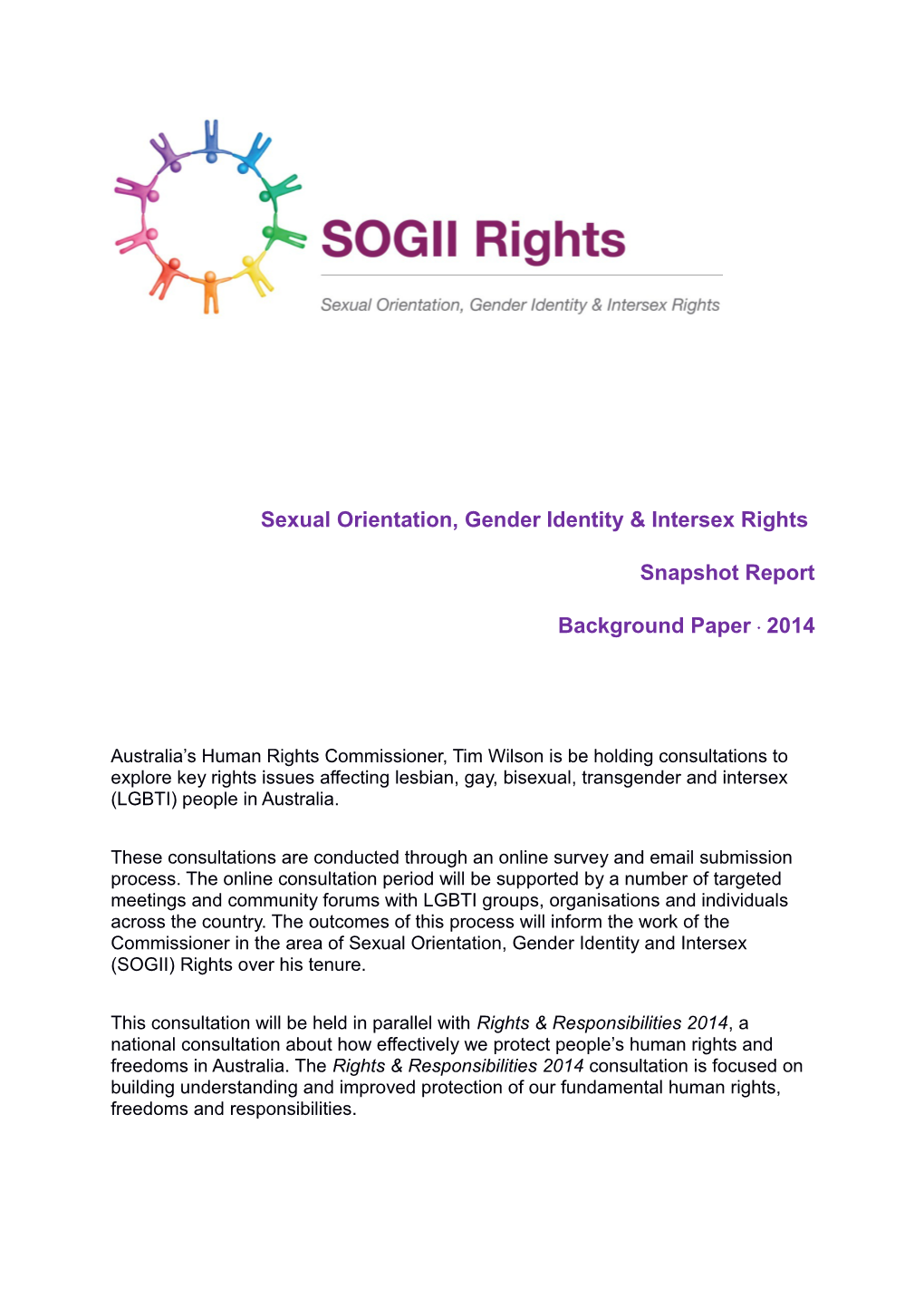 Sexual Orientation, Gender Identity & Intersex Rights