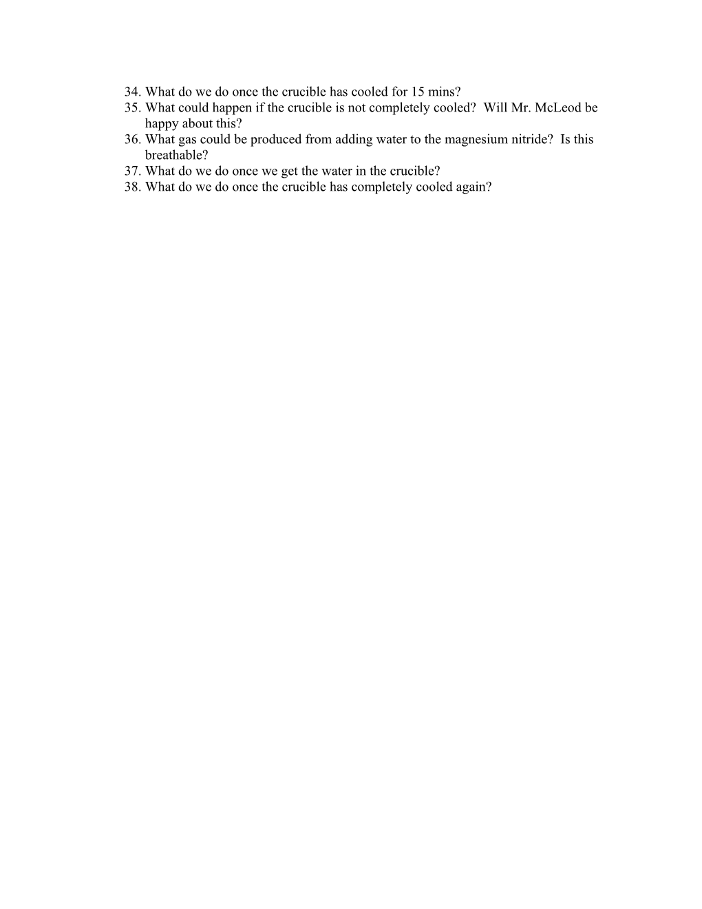 Chemistry Magnesium Oxide Pre-Lab Study Guide 2-1-12
