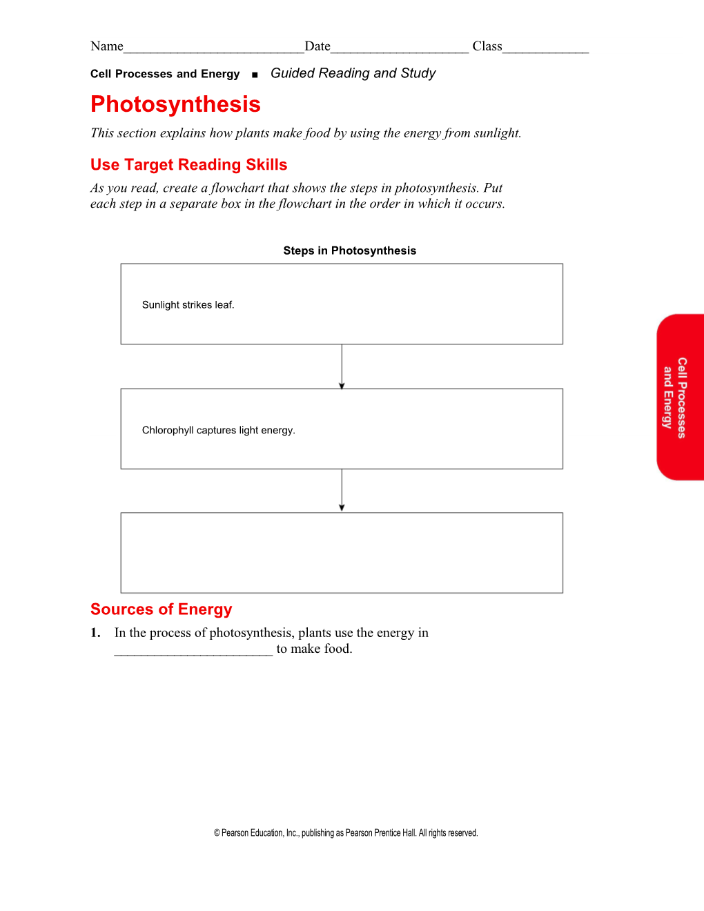 Cellprocessesandenergy Guided Reading and Study