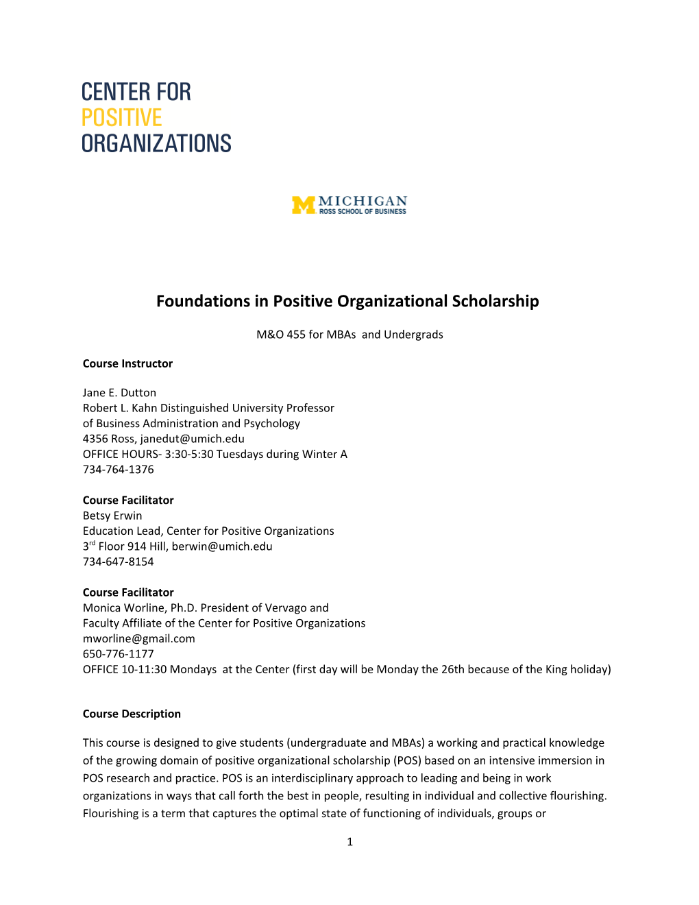 Foundations in Positive Organizational Scholarship