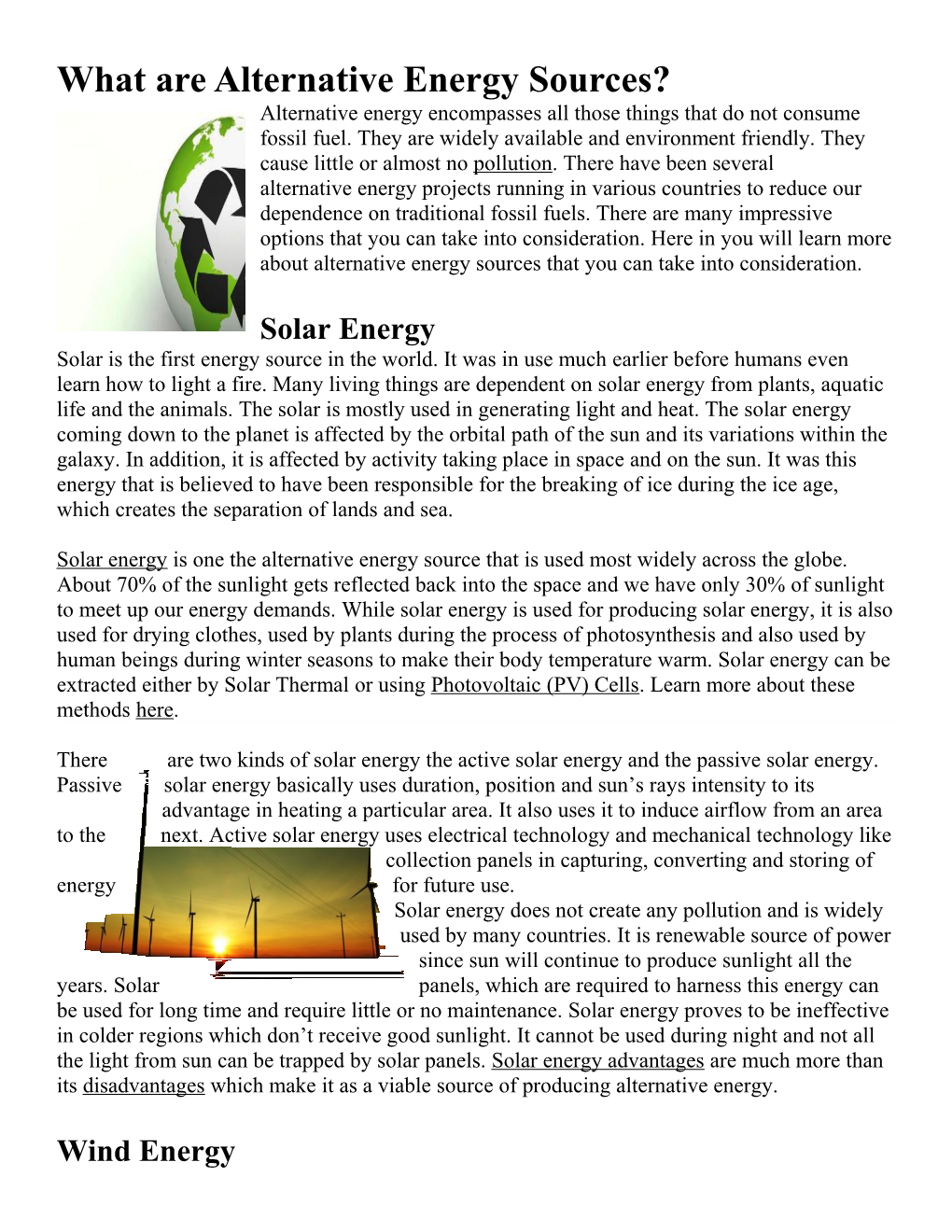 What Are Alternative Energy Sources?
