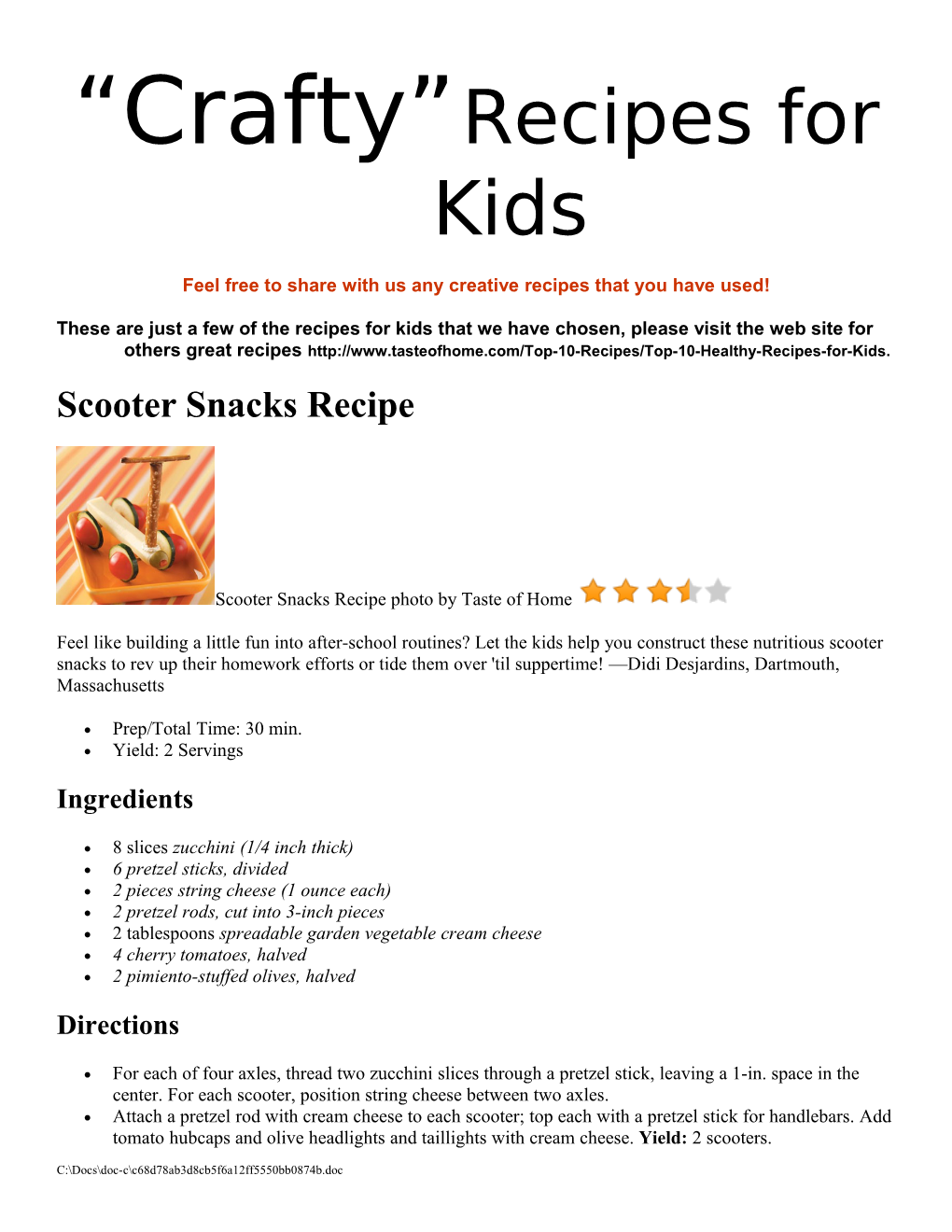 Crafty Recipes for Kids