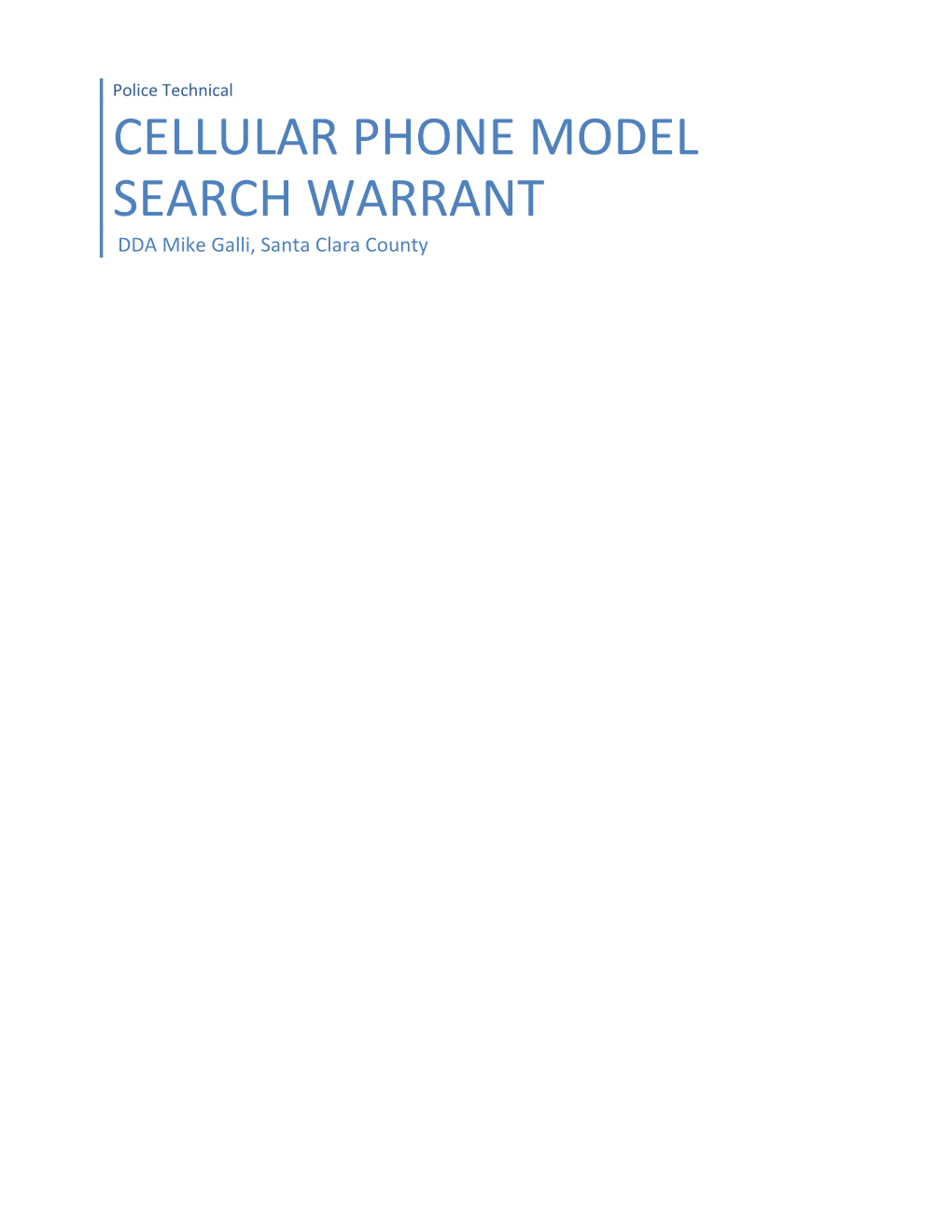 Cellular Phone Model Search Warrant