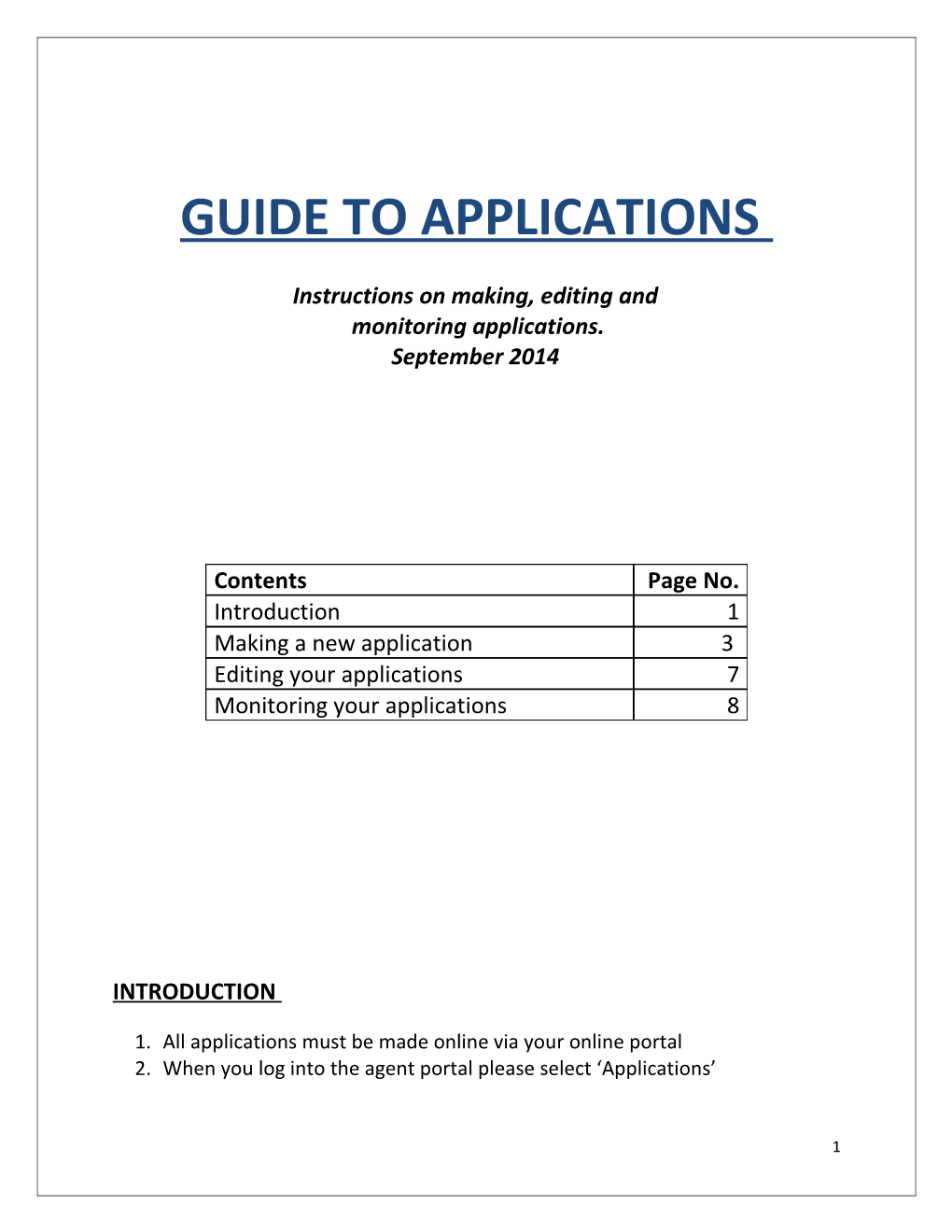 Agent Application Portal : Instructions