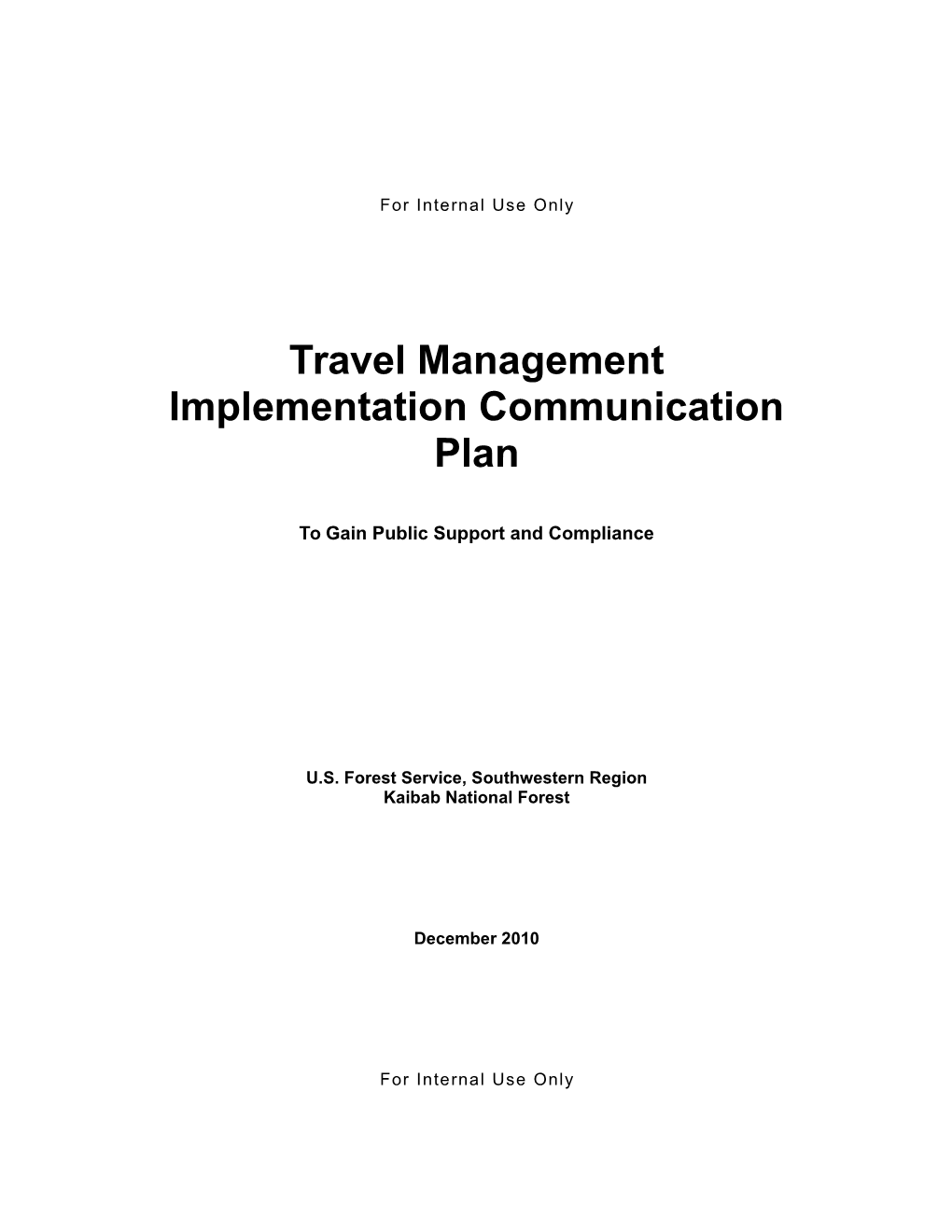 Travel Management Implementation Communication Plan
