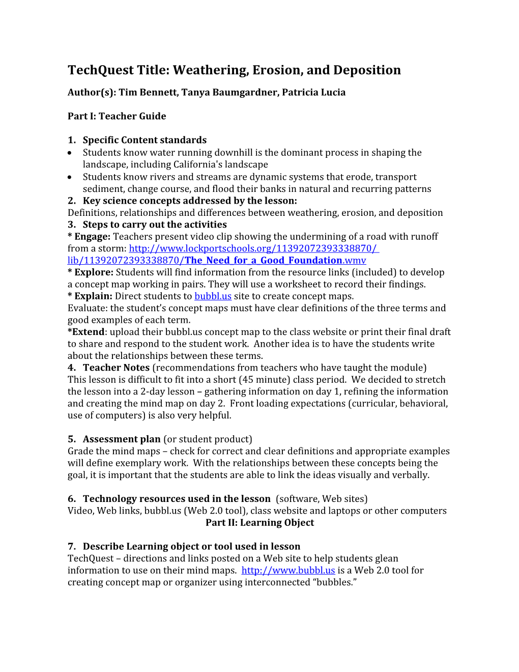 Techquest Title: Weathering, Erosion, and Deposition