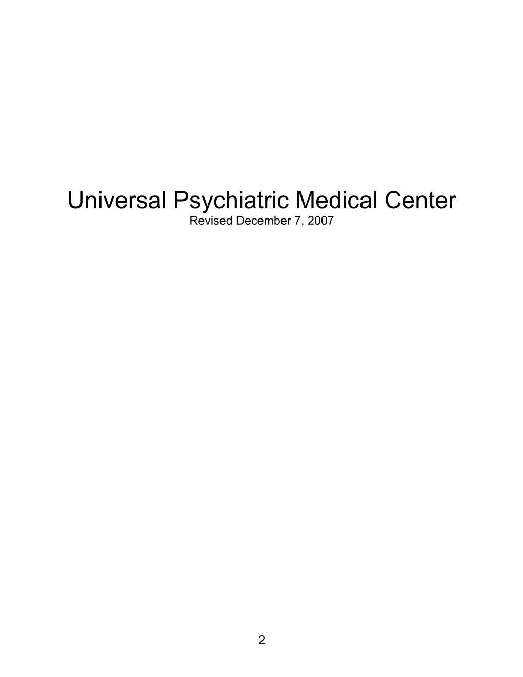 Universal Psychiatric Medicalcenter